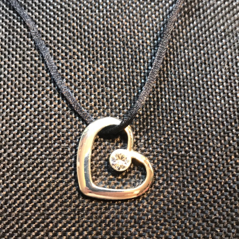 Silvertone  Heart Sliding Pendant Necklace